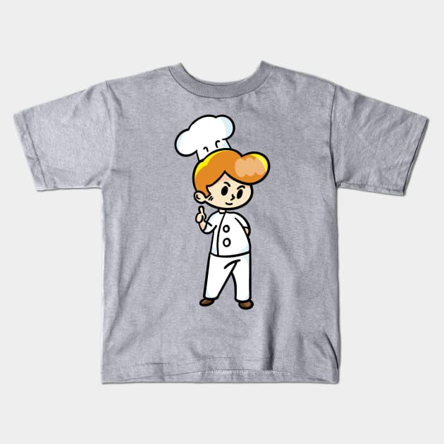 chef cartoon character  drawing design Kids T-Shirt by Sabai Art